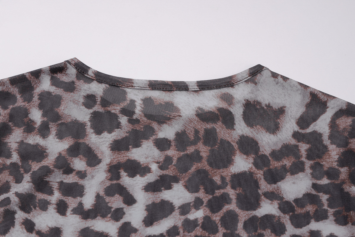 Women Autumn Personality Leopard Print Printed Mesh See through Dress 16 Women Autumn Personality Leopard Print Printed Mesh See through Dress