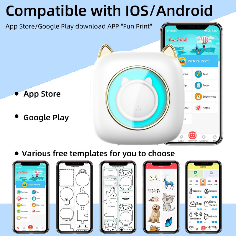 Nuevo C23 siete colores atmósfera respiración luz lámpara de escritorio mini portátil inalámbrico pregunta incorrecta impresora térmica de fotos