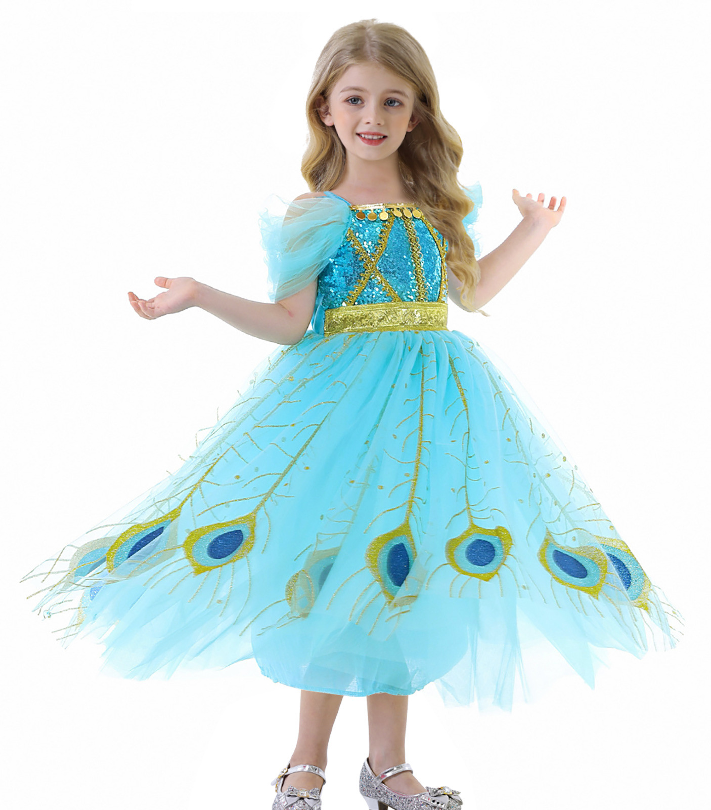 2021万圣节阿拉丁女童舞蹈服 茉莉公主裙COS服装欧美儿童节两件套