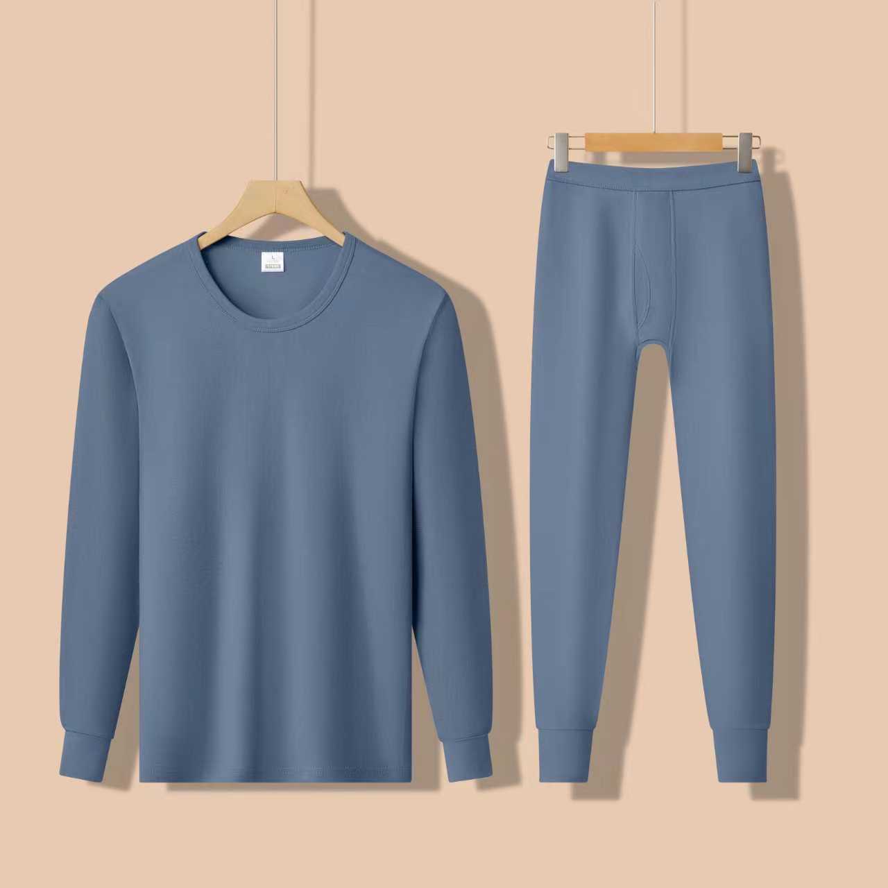 남성용 다크 그레이 라운드 넥 슈트