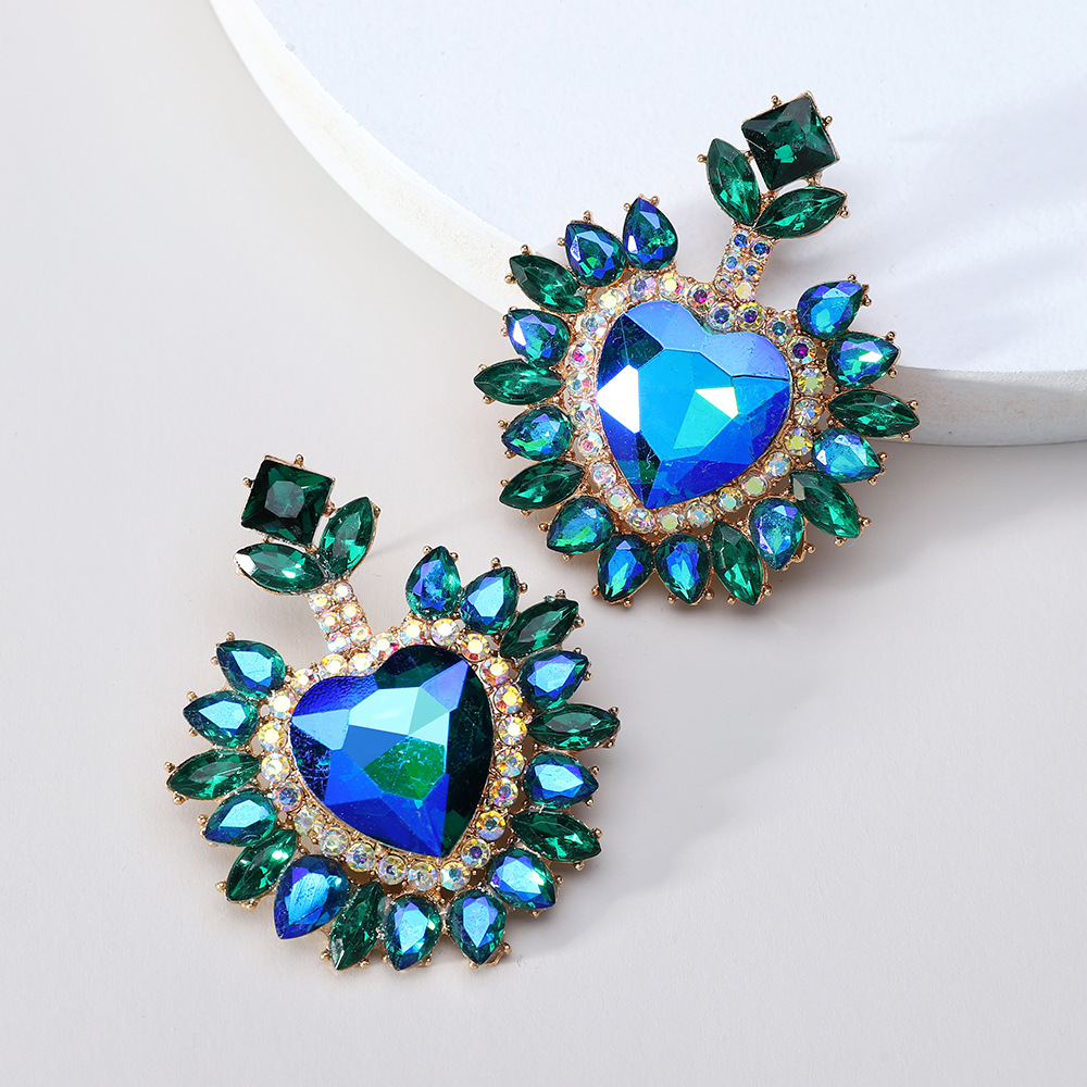 Glam Heart Shape Glass Women's Drop Earrings display picture 8