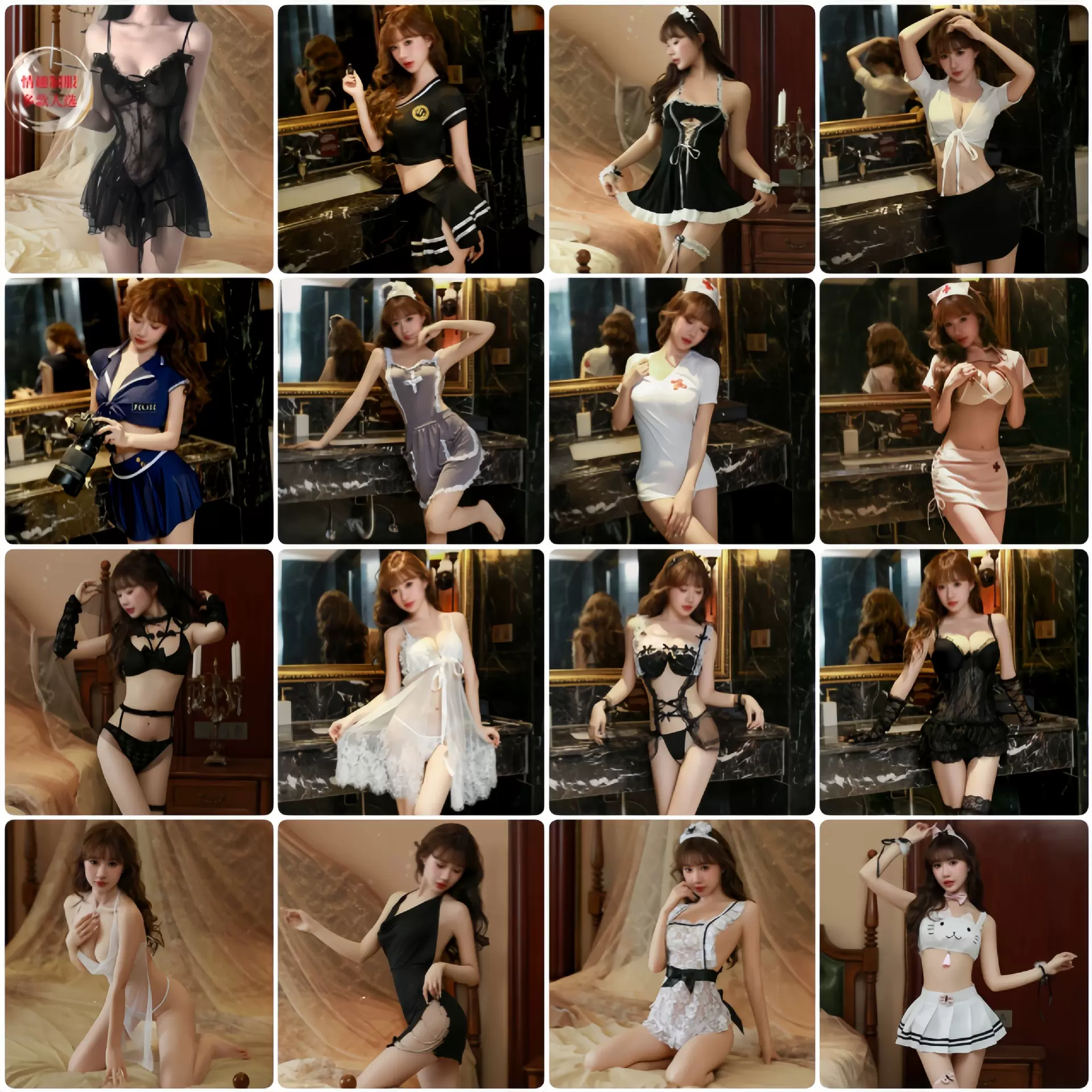 情趣内衣性感趣味COS吊带制服文胸纯欲蕾丝空姐女郎女佣职业套装