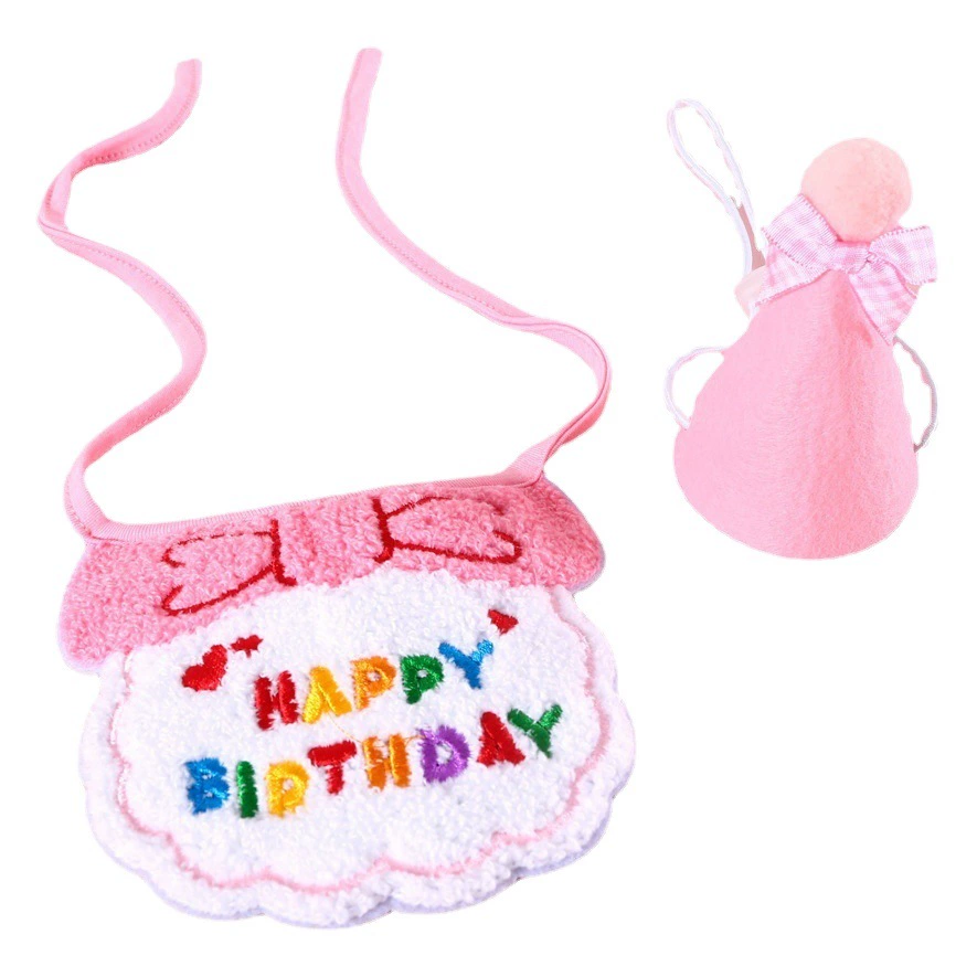 Домашнее животное день рождения вышитые INS стиль милый нагрудник воротник вертел полотенце бант Шляпа кошка собака вечерние аксессуары