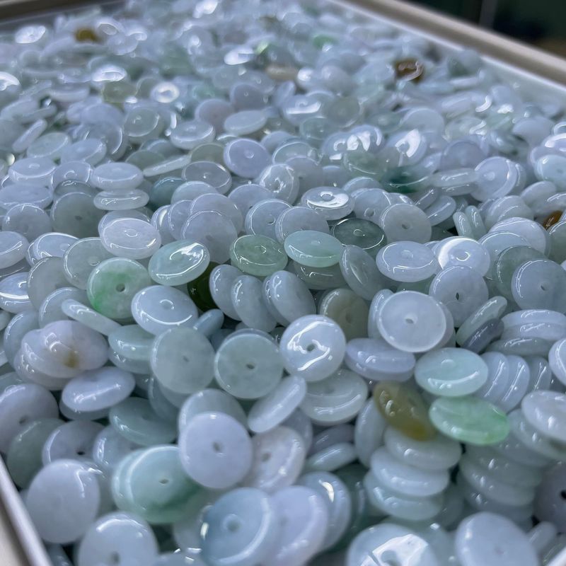 天然翡翠A货平安扣隔片配件镶嵌耳环DIY手链散珠腰链配饰配件玉石|undefined