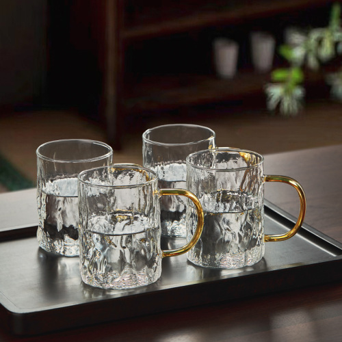 Milk breakfast cup with handle, heat-resistant glass cup, household color handle, high-temperature-resistant coffee juice glass cup