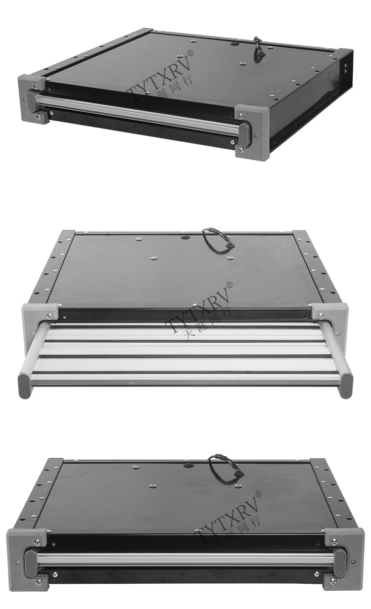 RV flat push step single-layer shrink step trailer car welcome aluminum alloy electric folding pedal with light