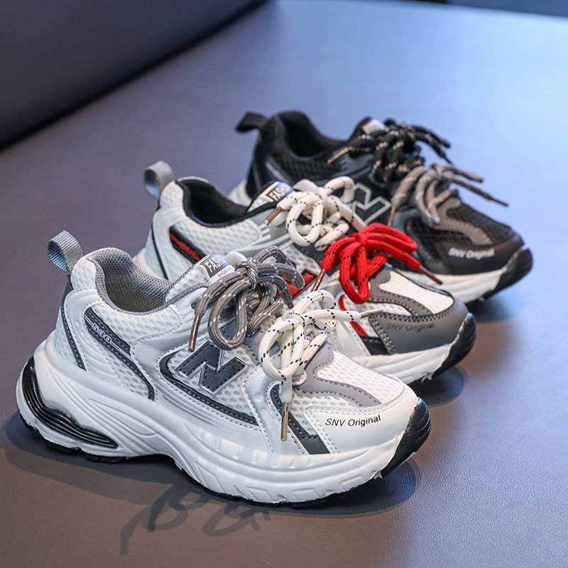 2025 новая детская сетчатая дышащая спортивная обувь для детей среднего возраста модная повседневная обувь на шнуровке