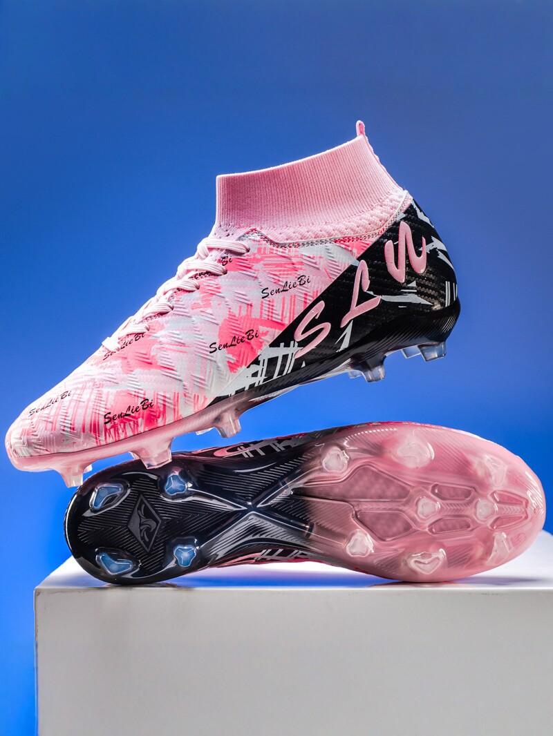 Zapatos de fútbol transfronterizos de clavos de alto impacto para niños y niñas, zapatos de entrenamiento antideslizantes transpirables para adultos, zapatos deportivos profesionales de clavos largos image 4