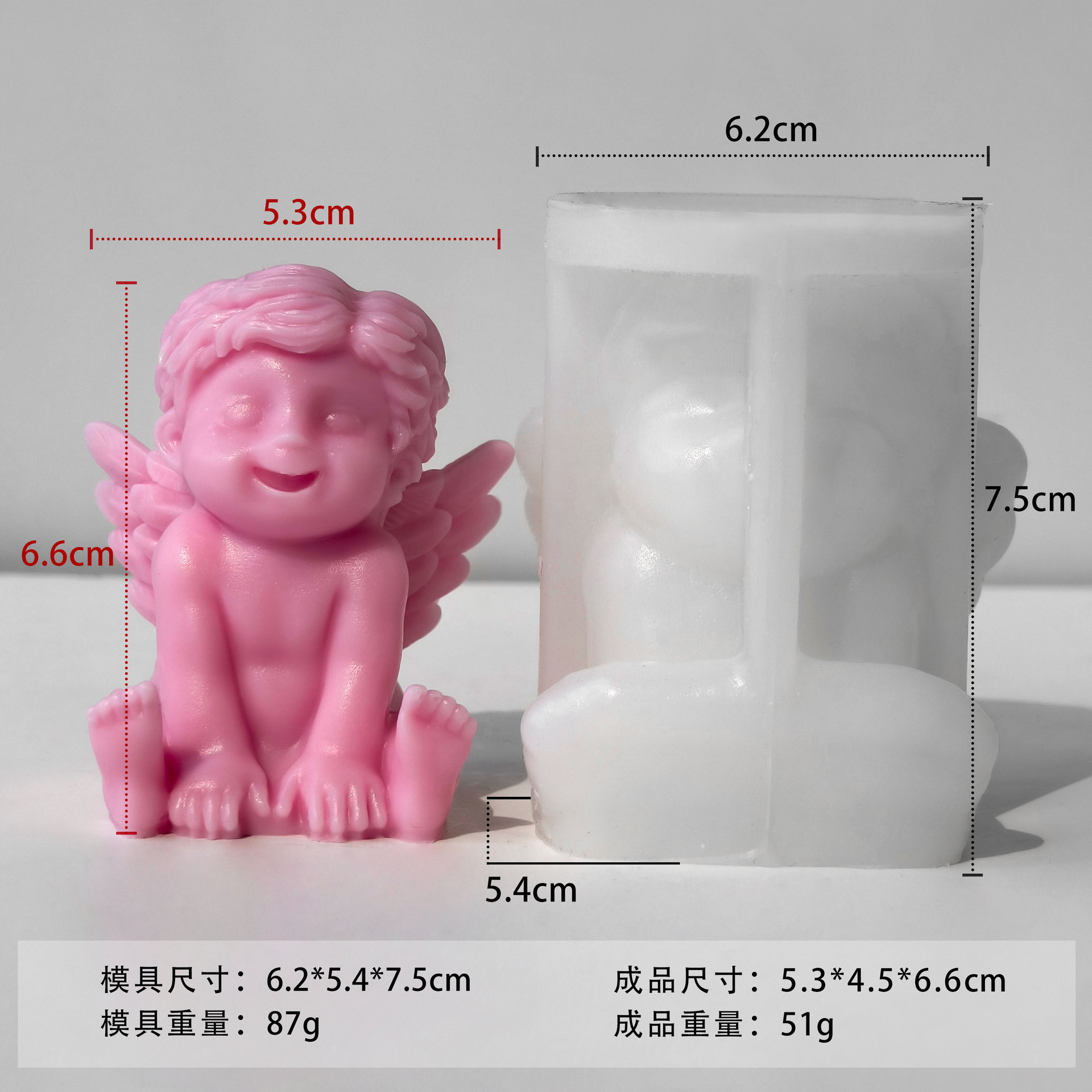 Jiahuimei Little Angel Vela de aromaterapia Diy Baby Angel Aromaterapia hecha a mano Yeso Adornos Abrasivos