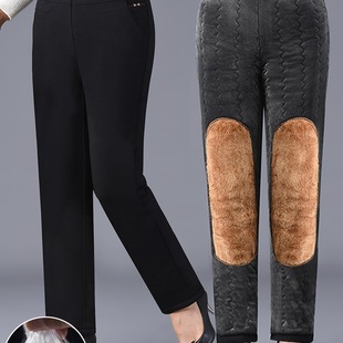 Zhuang Ya Clothing Winter Women's Outer Wear Cotton Pants Casual fleece-lined Thickened Knee Pads High Elastic Middle-aged and Elderly Mothers Warm