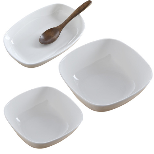Creative pure white household bone china small dishes and snack plates, hotel commercial square towel plates, square plates for pastries and snacks