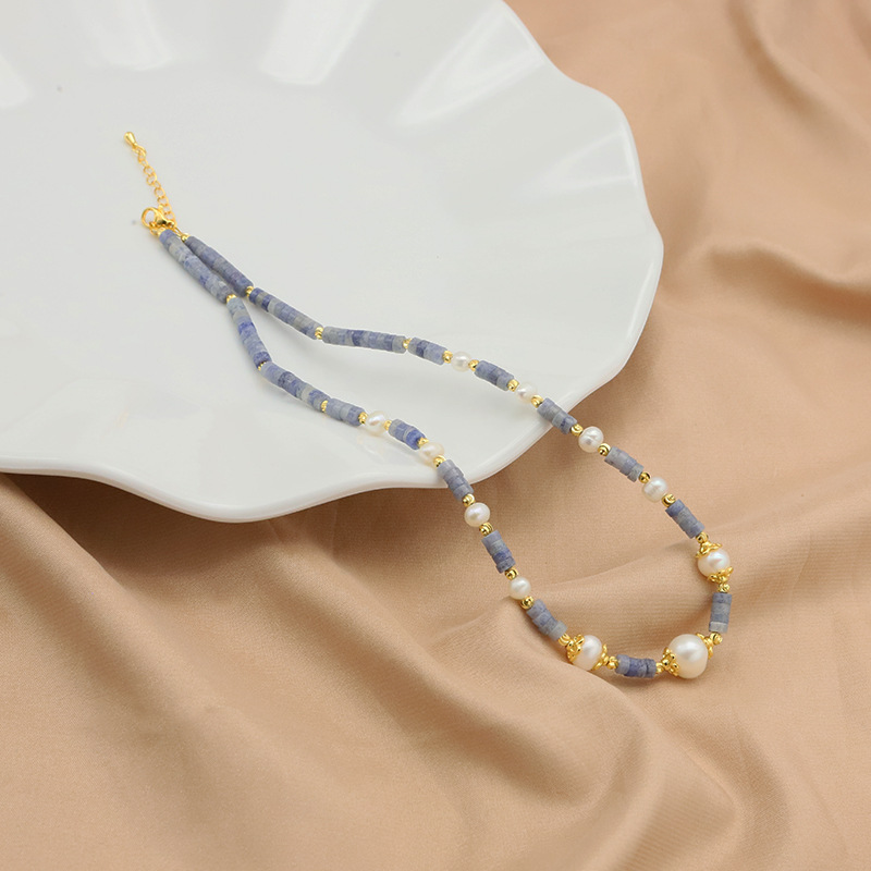 Collar de perlas de agua dulce natural nicho de alto nivel de sentimiento de amarela espaciador collar de oro real 18k joyas para mujeres