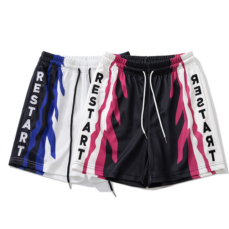 26 European and American style men's sports shorts, knee-length, trendy, loose fit, for basketball training, running, quick-drying, breathable sports pants