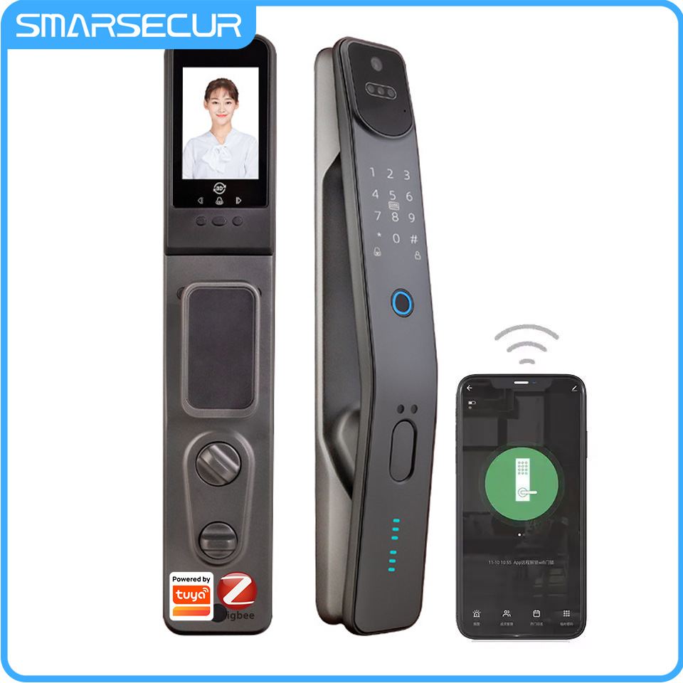 涂鸦智能wifi门锁3D人脸识别锁zigbee无线指纹锁猫眼视频摄像头锁