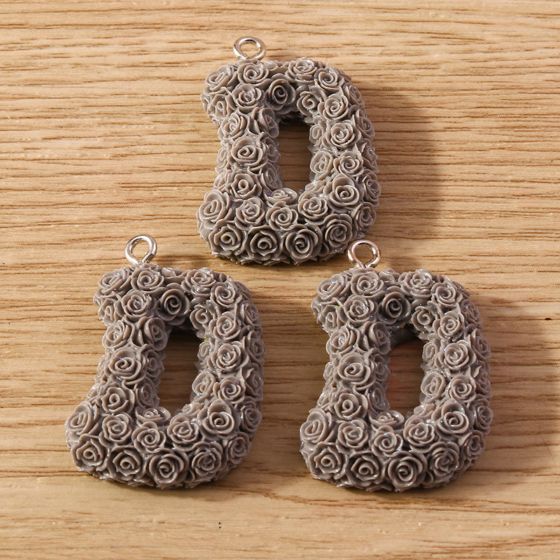 30g Weight DIY Jewelry Accessories Classification 10 Pieces Quantity Plastic Material Letter, Rose Pattern Stoving Varnish Design Cartoon Style, Romantic Style 10 Pieces Plastic Letter Rose 6