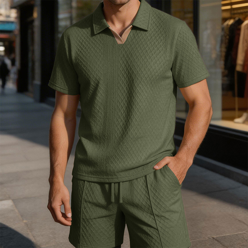 2026 Summer Cross-Border Amazon 3D American Retro Suit Men's Casual Short-Sleeve Polo Shirt Top with Turn-Down Collar