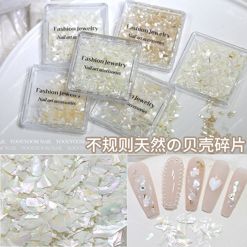 Ultra-Thin Shell Mica Flakes Nail Art Decorations Wholesale Iridescent Abalone Fragments Boxed Nail Decoration Shell Pieces
