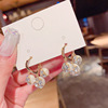 Earrings, asymmetrical silver needle, cat's eye, Korean style, silver 925 sample