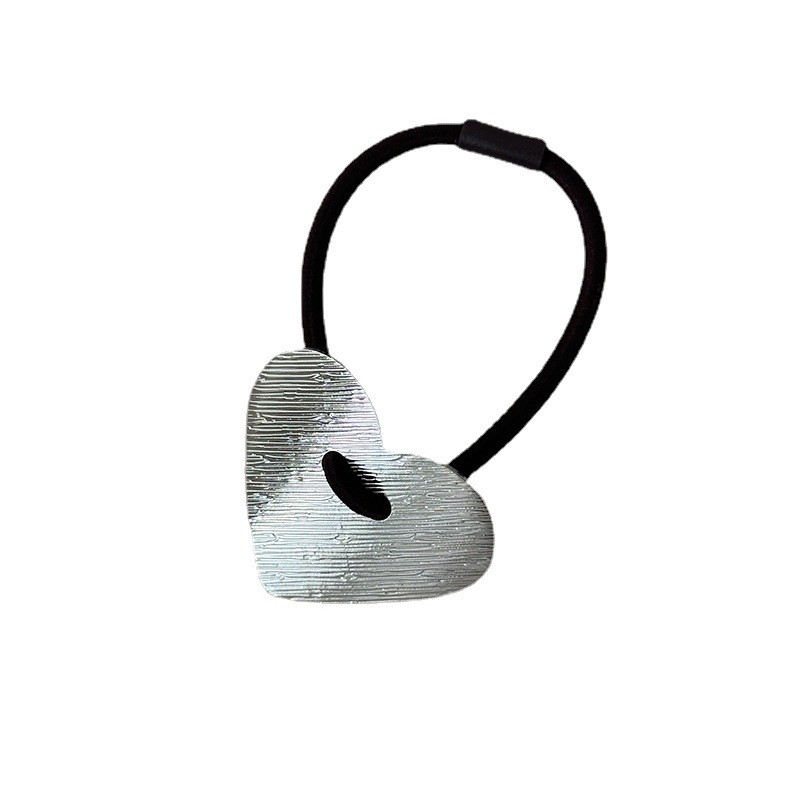 Koreaanse stijl legering hoogwaardige haarband geborsteld liefdesbloem hoofd touw eenvoudige hoge elastische rubberen band vrouwen haaraccessoires_voghion.com
