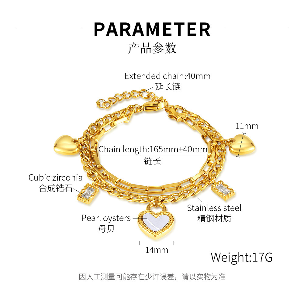 Nuevas pulseras de moda de doble cara amor oro 18k no desvanecer pulseras de doble capa para mujeres nuevas joyas de acero de titanio lujoso