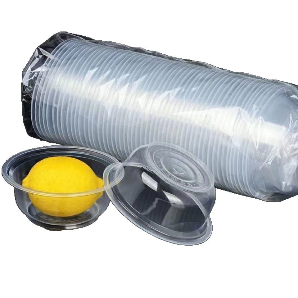 Bowl desechable 500 tazón redondo con cubierta caja de comidas helado espesar plástico doméstico para llevar empaque de sopa comercial caja completa