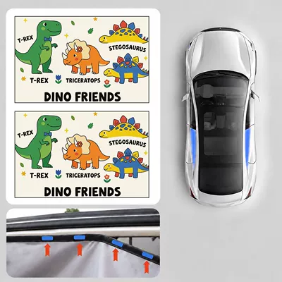 Curtain for Babies and, Car curtains - dinosaur-family-2-in-the-back-row