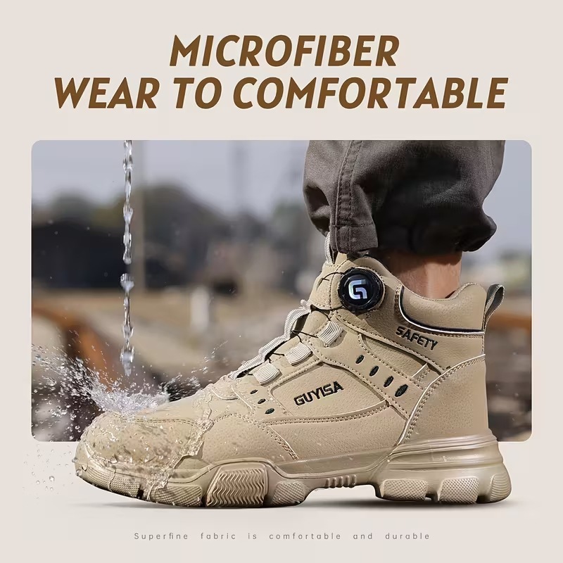 Zapatos de protección laboral para hombres anti-golpe anti-perforación zapatos de seguridad de aislamiento resistente al desgaste zapatos de trabajo de acero cabeza de botón inteligente zapatos de cabello para hombres
