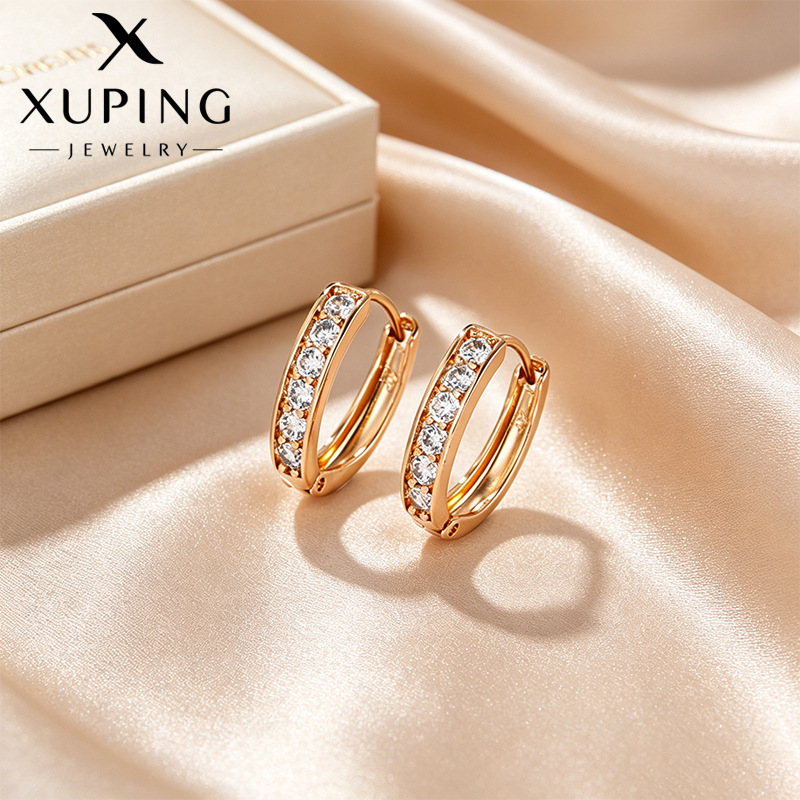 Joyas Xuping geométricas elípticas pendientes de auriculares rusos ligeros de lujo de alto nivel chapado 18k temperamento pendientes mujeres