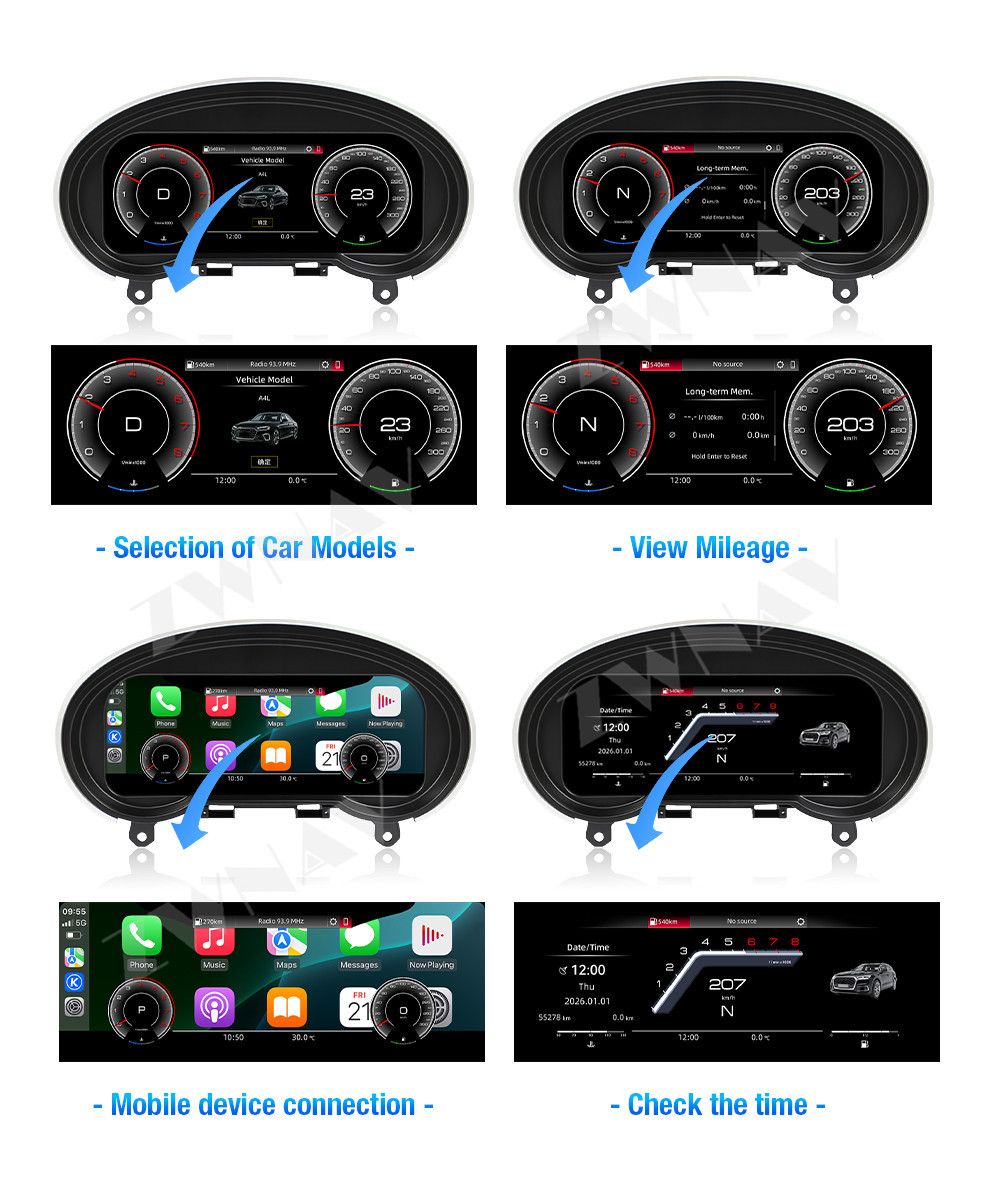 Suitable for 2008-2014 Audi TT full LCD instrument cluster 10.9inch multifunctional car odometer