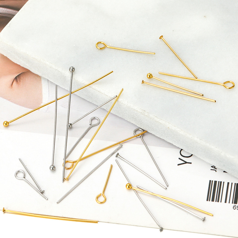 Vacuum Gold-Plated Stainless Steel 0.6mm Wire Diameter 9-Shaped Needle t Needle Ball Needle DIY Beaded Needle Earrings Fashion Accessories Wholesale Vacuum Gold-Plated Stainless Steel 0.6mm Wire Diameter 9-Shaped Needle t Needle Ball Needle DIY Beaded Needle Earrings Fashion Accessories Wholesale