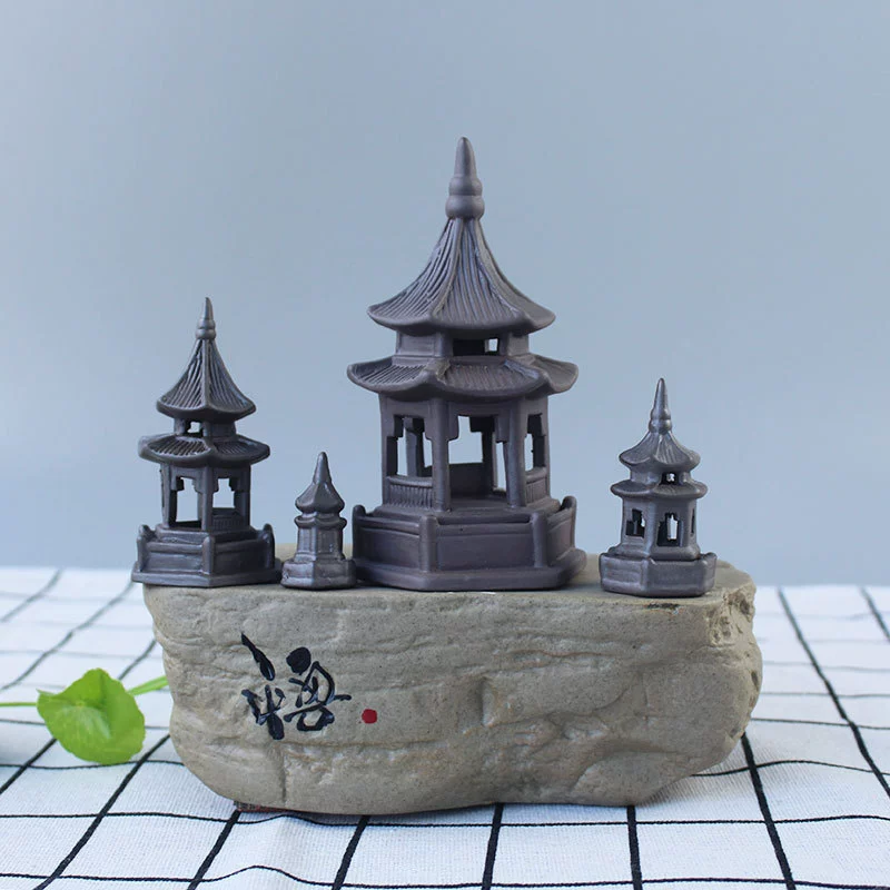 Креативные керамические офисные украшения завод микроландшафтный дизайн грубая керамика пагода чай украшения для домашних животных украшения для дома
