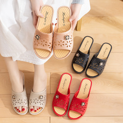 新款拖鞋女夏外穿時尚厚底跟坡居家室內家用室外防滑媽媽女士涼拖