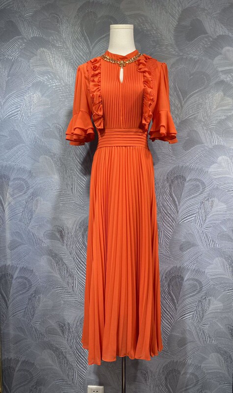 Fengyingying Foreign Trade Women's 2025 Summer New Vertical Collar Nail Bead Folding Long dress in stock Real Shot