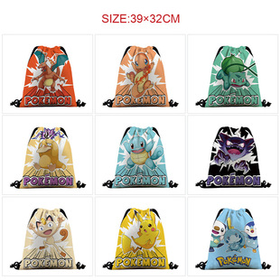Pokémon Anime Color Picture Drawstring Bag Pokémon Merchandise Waterproof Drawstring Storage Bag Dust Bag