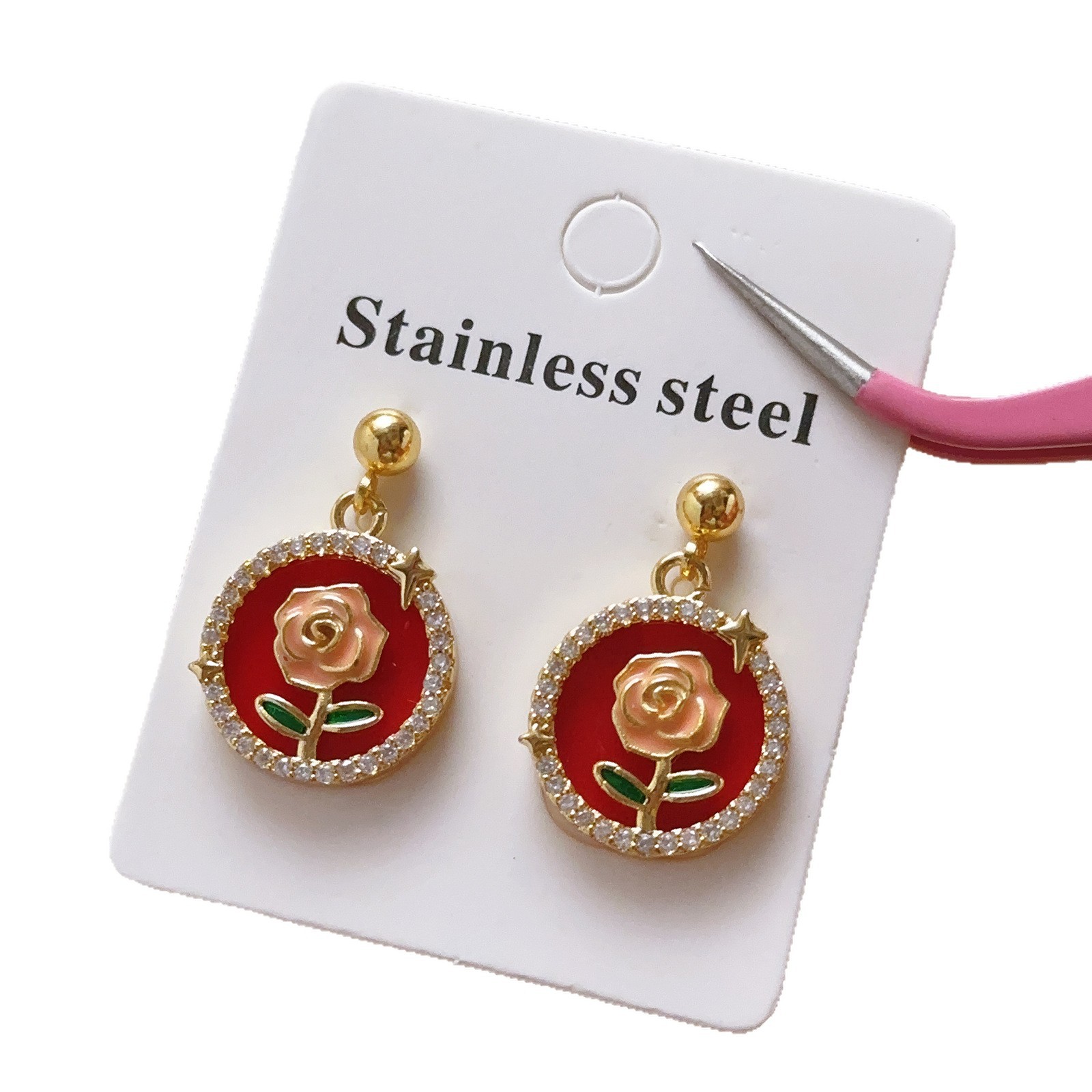 Collar de flores de tulipanes brillantes rojos dorados, nicho de lujo ligero para mujeres, diseño de nuevo collar de clavícula joyería