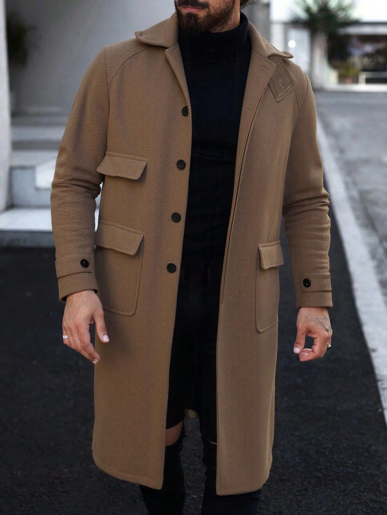 Otoño y invierno de 2025 ropa de hombre transfronteriza europea y americana chaqueta de lana larga abrigo de lana Amazon temu abrigo