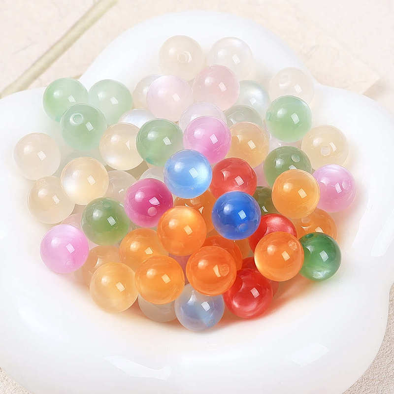 10mm彩色感光变色猫眼树脂珠手工diy抖音同款项链散珠子饰品配件|undefined