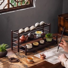茶具收纳架框架结构储藏架新中式客厅茶台置物架小型桌面博古架