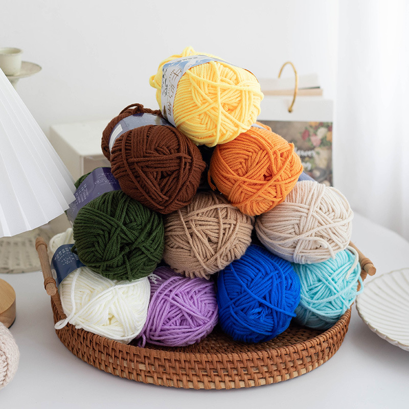 手工DIY牛奶棉5股毛线细毛线钩织发圈发带包包自己制作钩织花朵