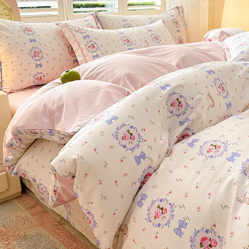 Cama de algodón fresca pequeña de cuatro piezas de algodón puro Xinjiang 2025 nueva funda de edredón sábana ropa de cama de tres piezas