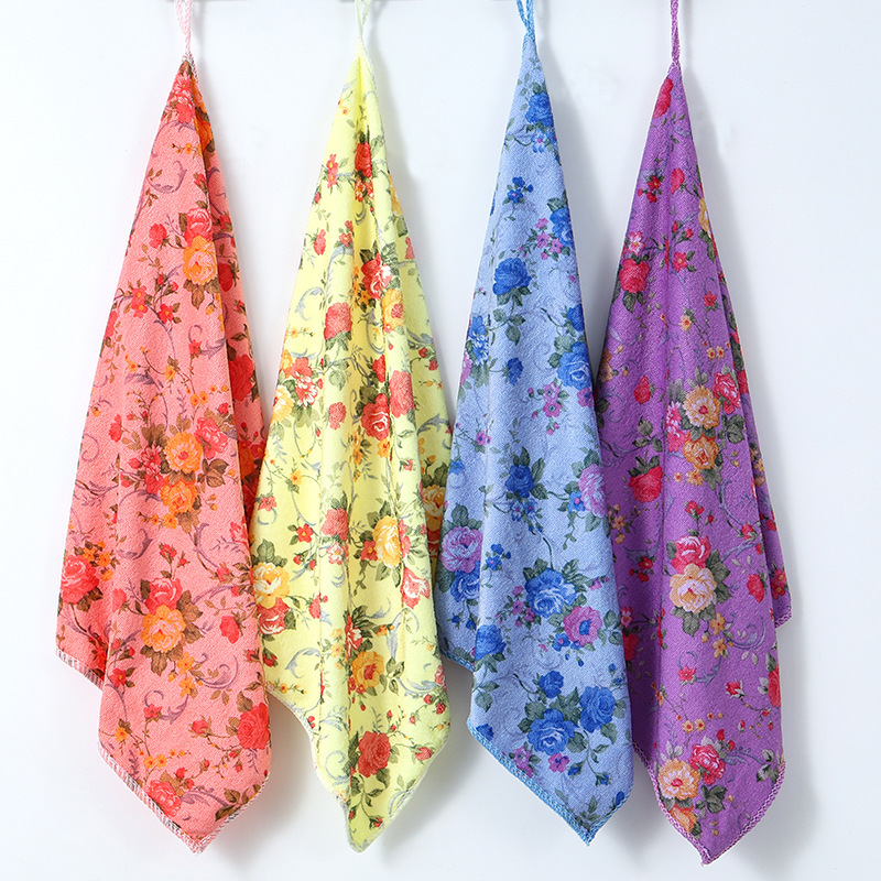 Children's Towel Baby Microfiber Absorbent Face Towel Printed Hangable Face Wash Household Hand Wipe Small Square Towel for Cleansing