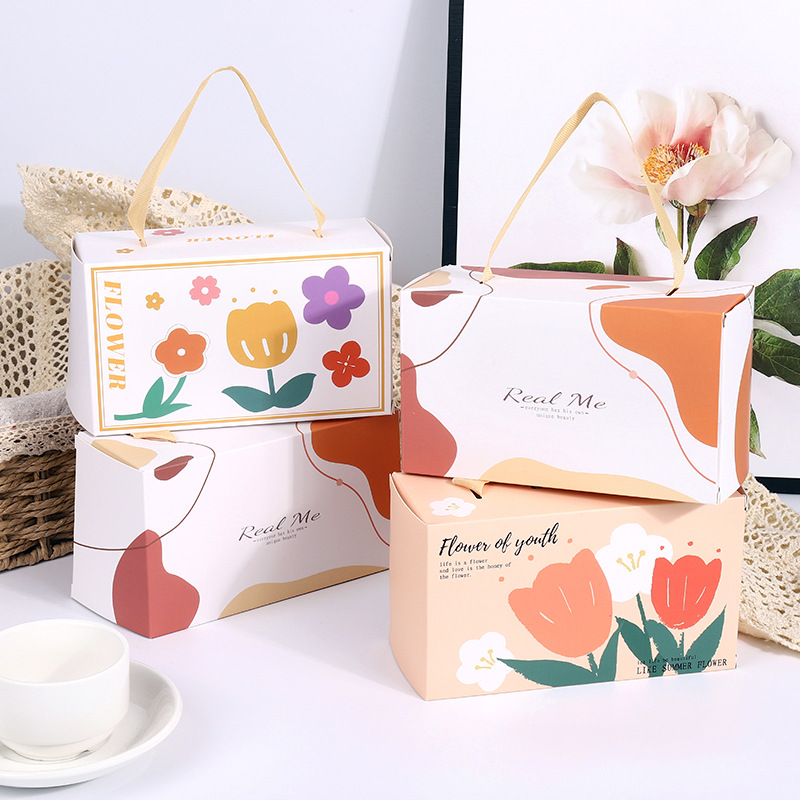 ins风手提饼干盒子4粒蛋黄酥流心月饼包装盒达克瓦兹太妃糖空盒