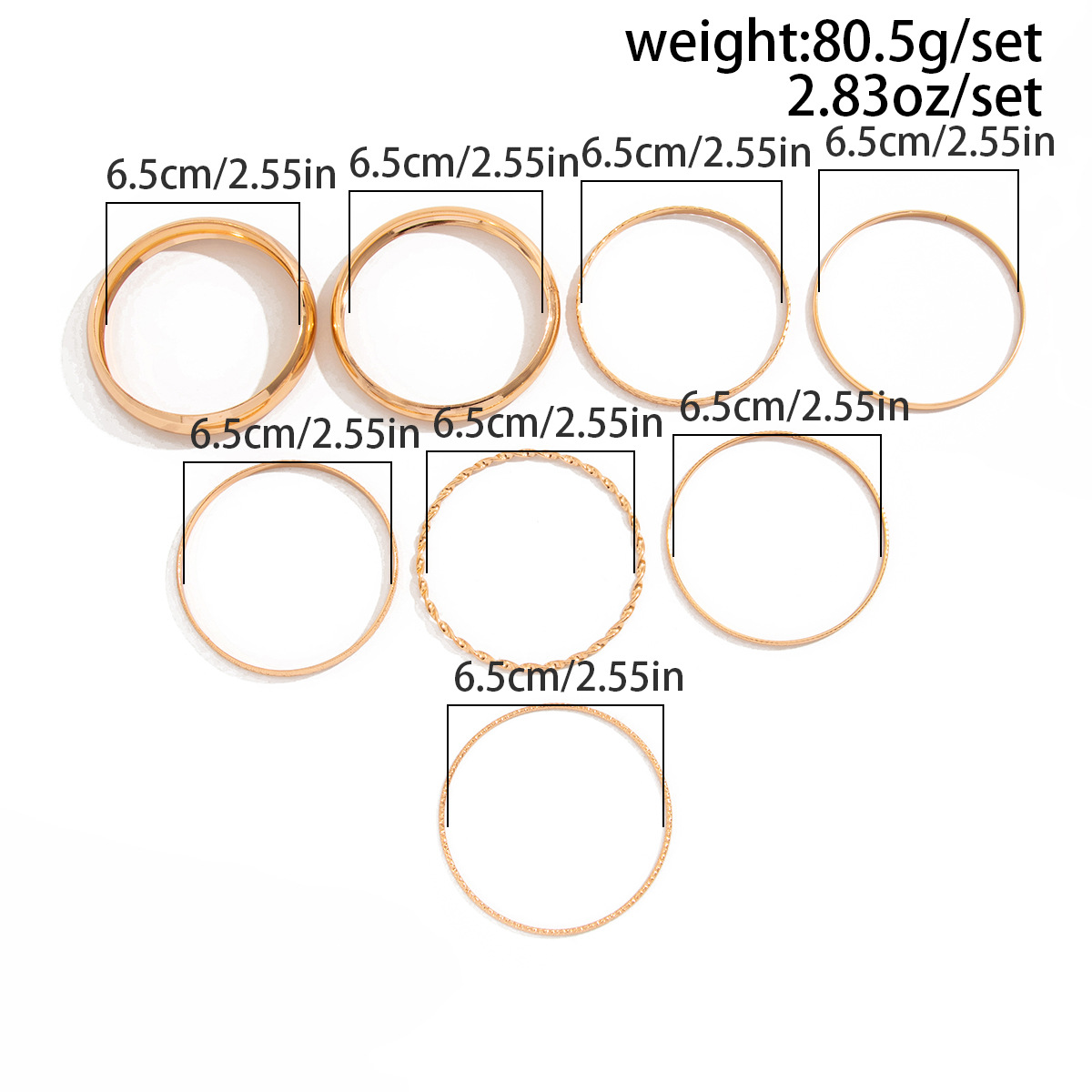 70g Weight Bangle Classification Iron Chain Material 1 Set Quantity Vintage Style Solid Color Metal Iron Bangles Wholesale