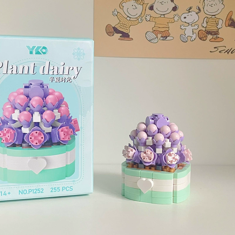 Конструктор (Diamond Horse) букет из кубиков DIY, миниатюрные цветы, подарок на день рождения