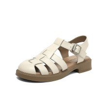 森达复古罗马鞋女夏季时尚猪笼鞋粗跟凉鞋SNR01BL3