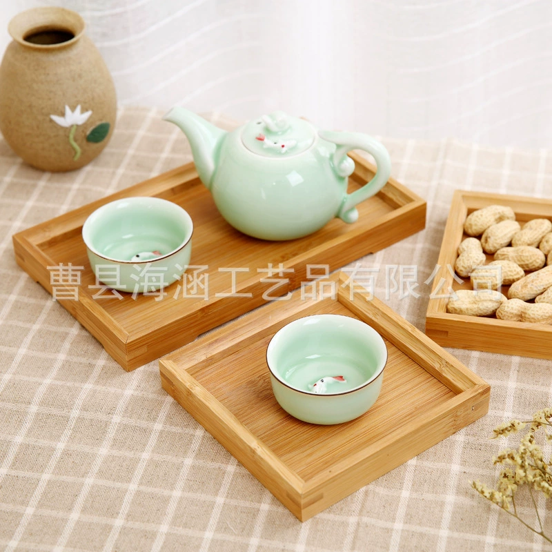 Минималистичный прямоугольный отель из цельного дерева коммерческий поднос для чайного сервиза