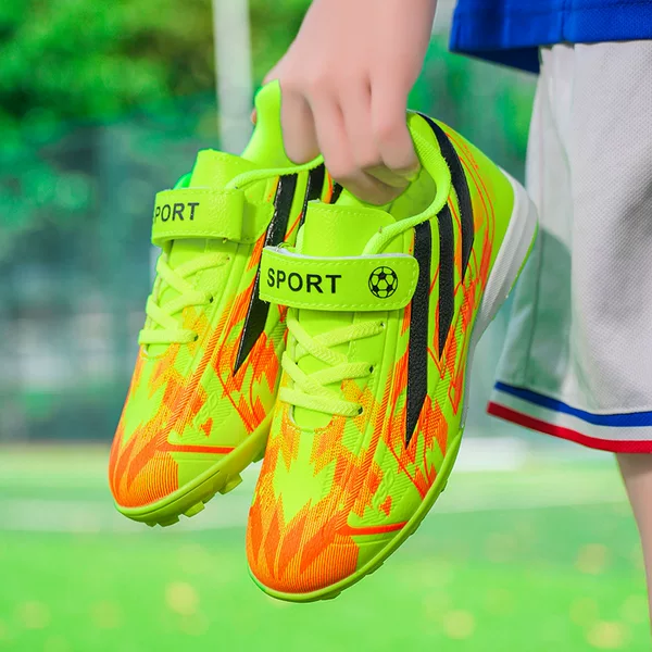 New children's campus competition training soccer shoes, boys' Velcro closure competition TF cleats, girls' sports shoes
