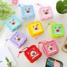 爆款DIY方形硅胶包儿童趣味卡通可爱洞洞迷你零钱包钥匙扣耳机包