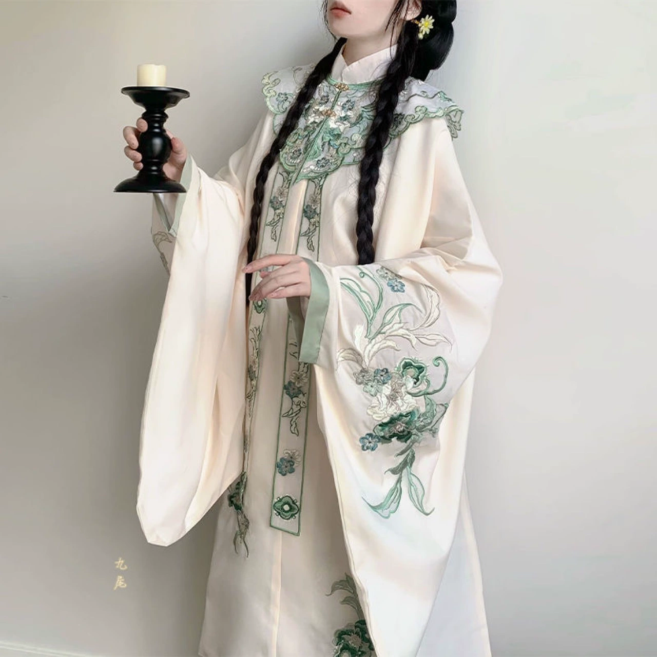 Новый взрослый Мингхаи заколка цветочная вышивка облако плеч Hanfu наклонHanfu стоячий воротник длинное платье лошадиного лица юбка древний костюм супер фея свежий набор