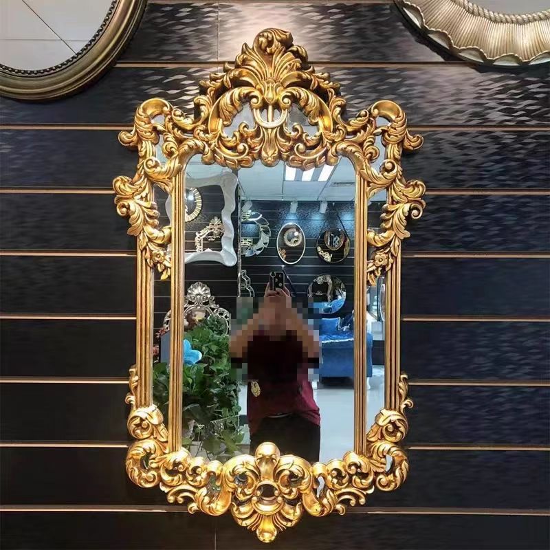 French-Style Bathroom Mirror Oval Wall-Mounted Home Bathroom Smart Makeup Mirror Internet-Famous Bedroom Vanity Mirror Wall-Mounted